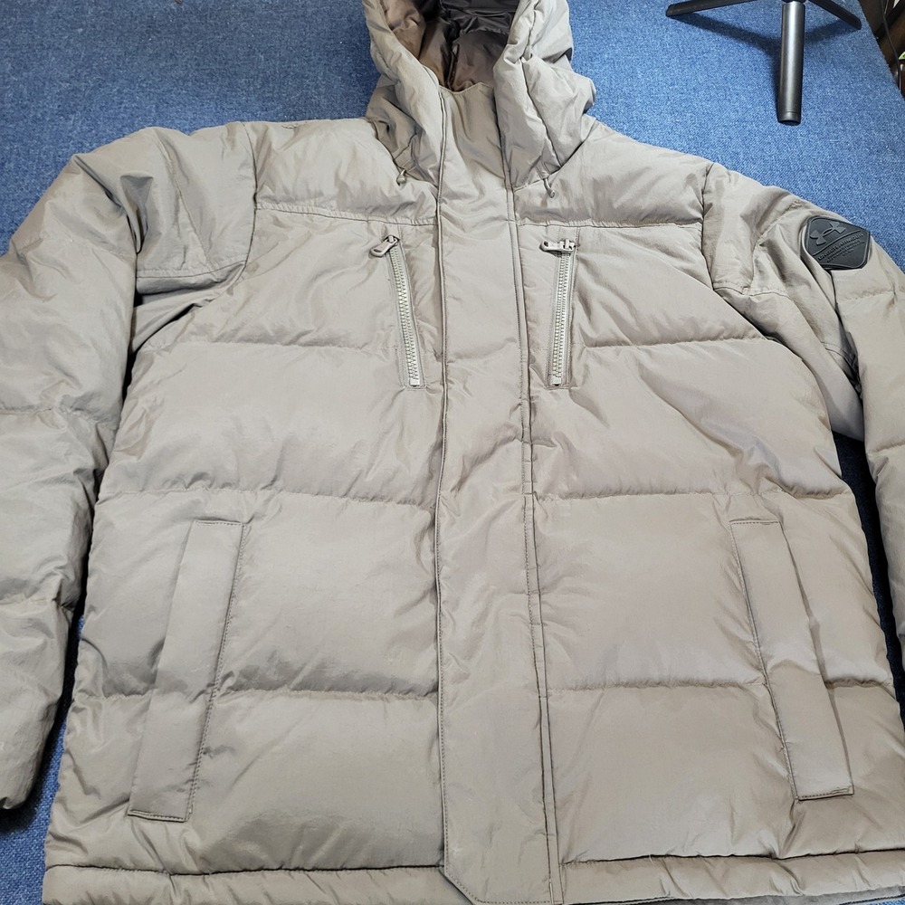 Under Armour ColdGear Infrared 700 Fill Down Puffer Jacket Gray Mens L Loose Fit